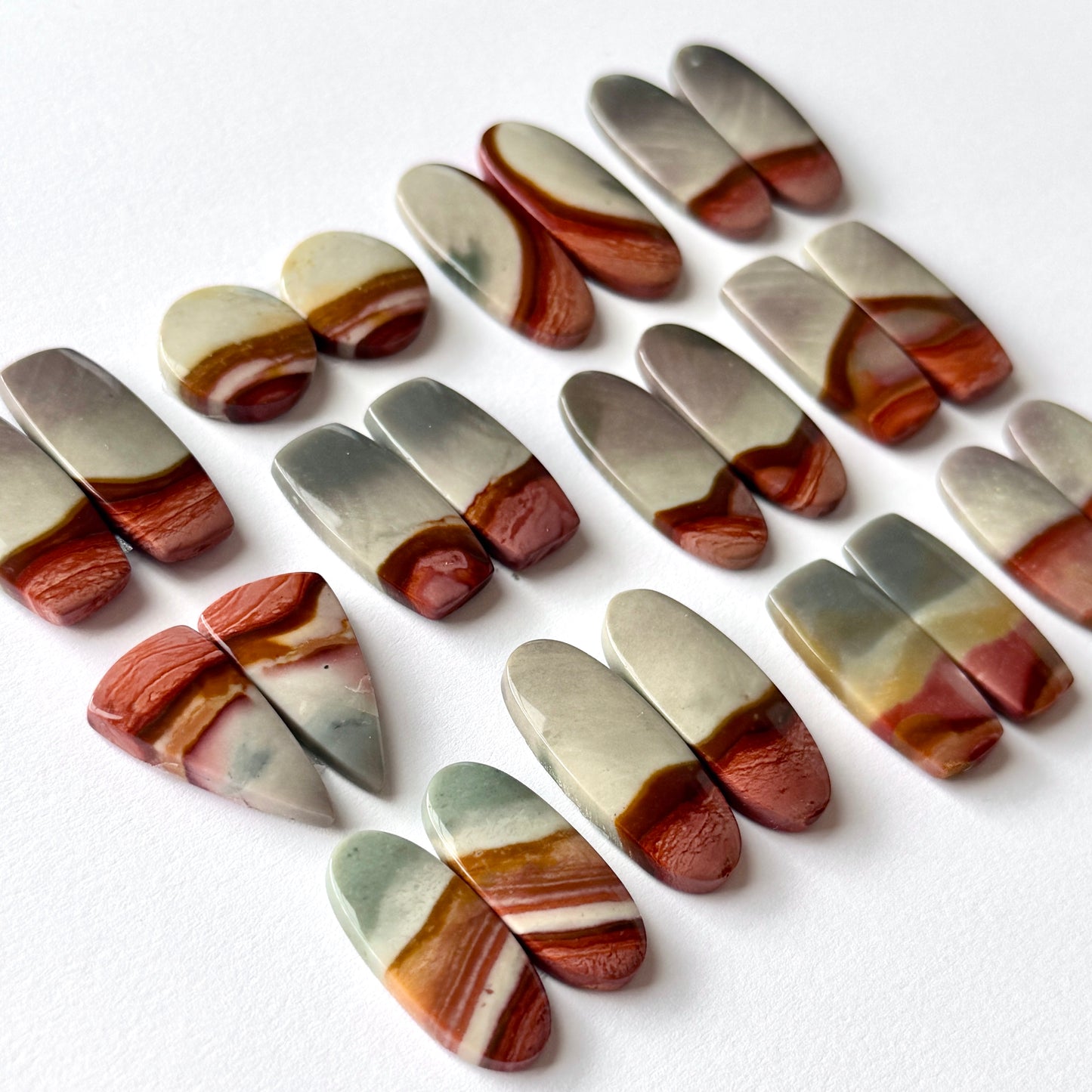 Scenic Polychrome Jasper Cabochon Pairs - Choose your Pair (W13)