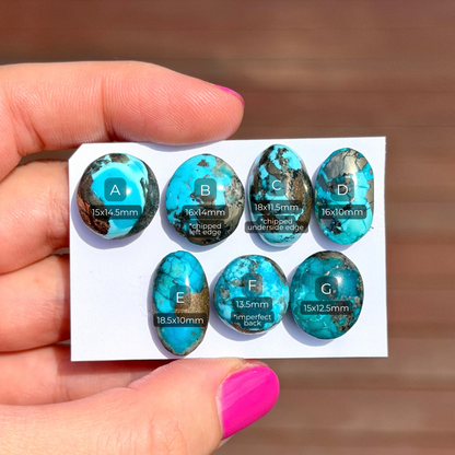 13-19mm Morenci Turquoise with Pyrite Cabochon Smooth - Choose your Stone (W5)
