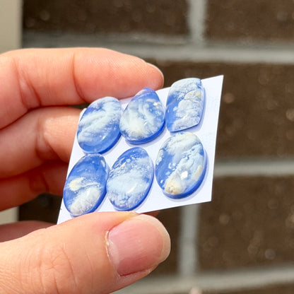 White/Dark Blue Plume Agate Doublet Cabochon Smooth - Choose your Stone (W9-EY)