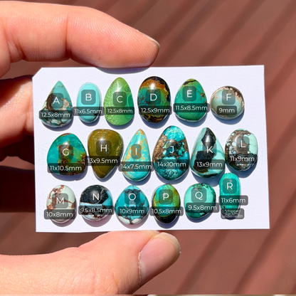 9-14mm Hubei Turquoise Cabochon Smooth (Backed) - Choose your Stone (W6)