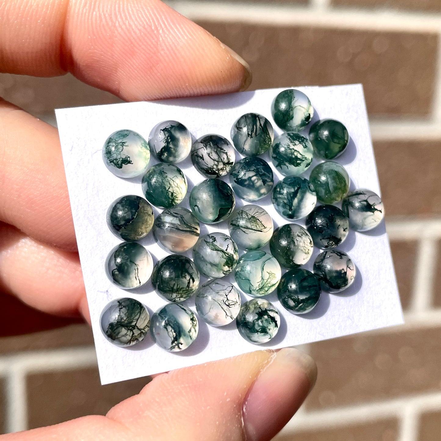 6mm Green Moss Agate Cabochons Smooth - Set of 3 (W8)