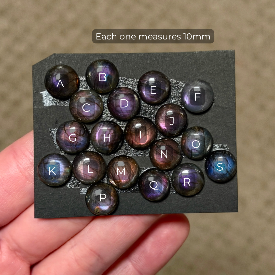 10mm Purple & Pink Labradorite Round Cabochon Smooth - Choose your Stone (W9)