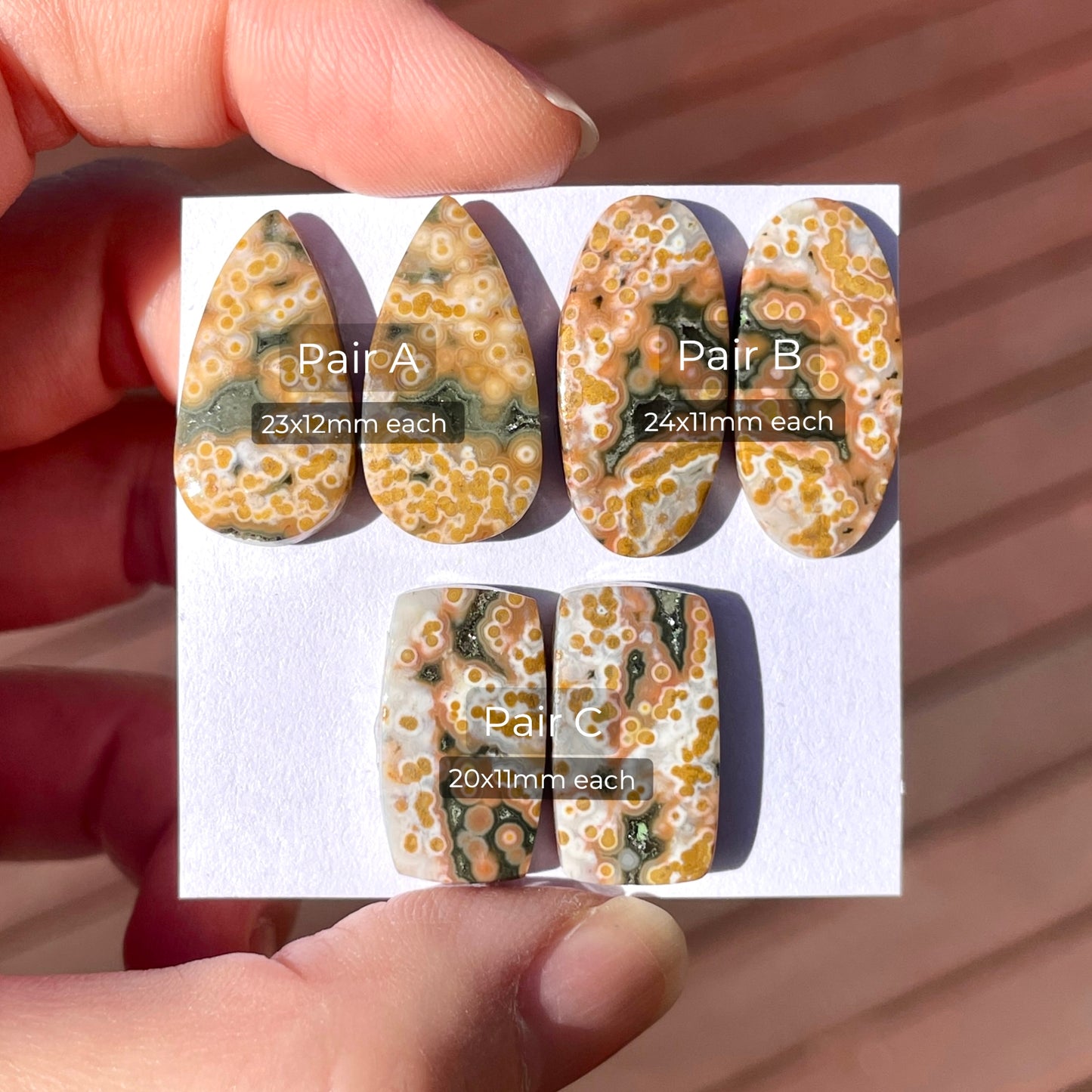 Ocean Jasper Cabochon Pairs Smooth - Choose your Pair (W10)