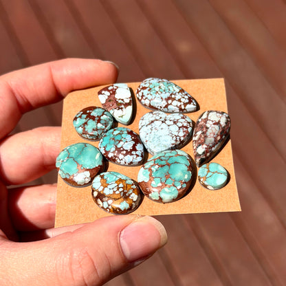 9-25mm Red River Hubei Turquoise (Backed) Cabochon Smooth - Choose your Stone (E18)