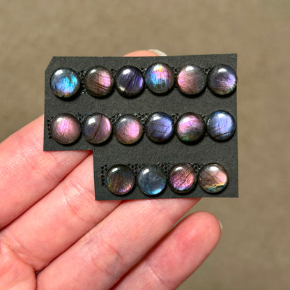 8mm Purple & Pink Labradorite Round Cabochon Smooth - Choose your Stone (W8)