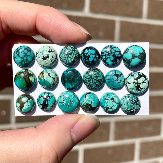Tibetan Turquoise Round Cabochon Smooth (8mm to 10mm)  - Choose your Stone (W8)