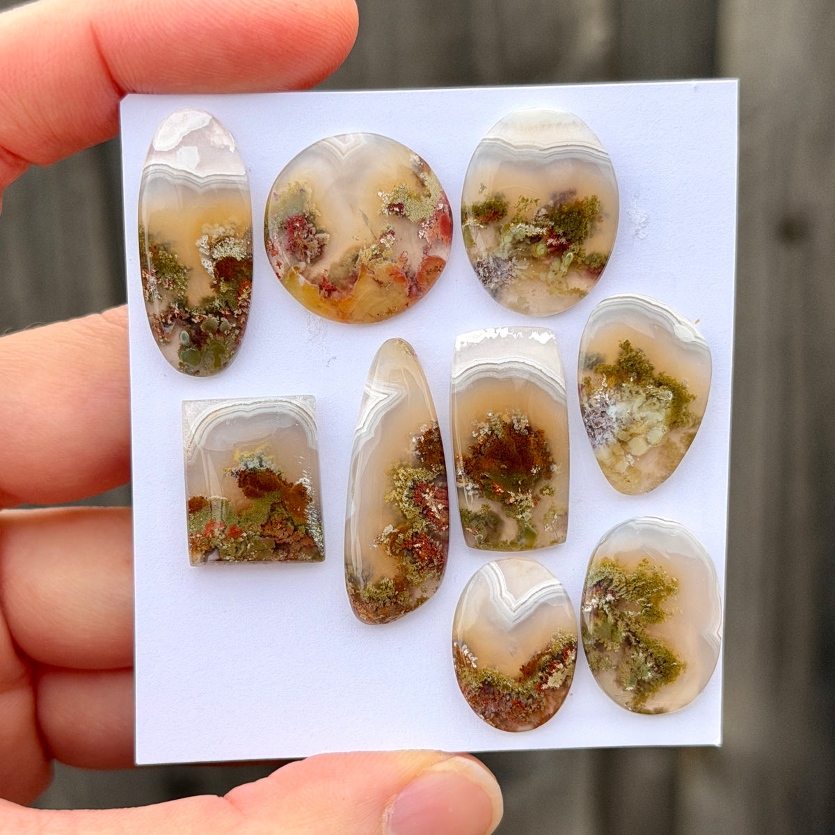 Mini Banded Moss Agate with Chalcedony (Nebula Agate) Cabochon Smooth  - Choose your Stone (W17)