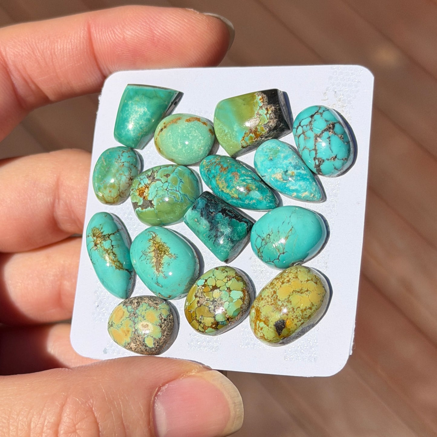 15pc Hubei Turquoise Round Cabochons Smooth - 12-17mm (FULL LOT)