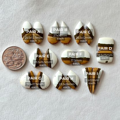 Ivory/Cream Polychrome Jasper Cabochon Pairs - Choose your Pair (W9)