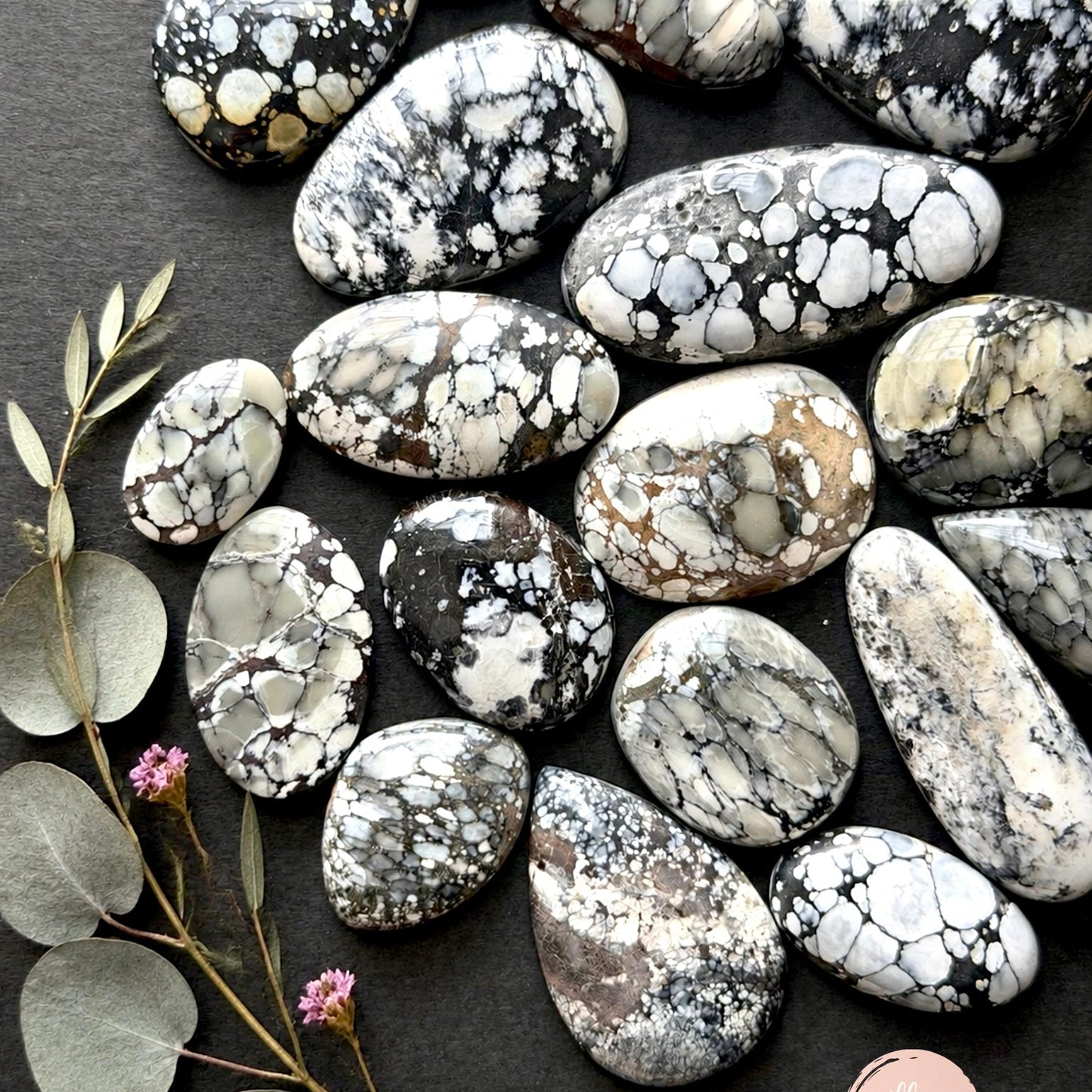 Dark Moon Hubei ("White Turquoise") Cabochon Smooth (Backed) - Choose your Stone (W13)