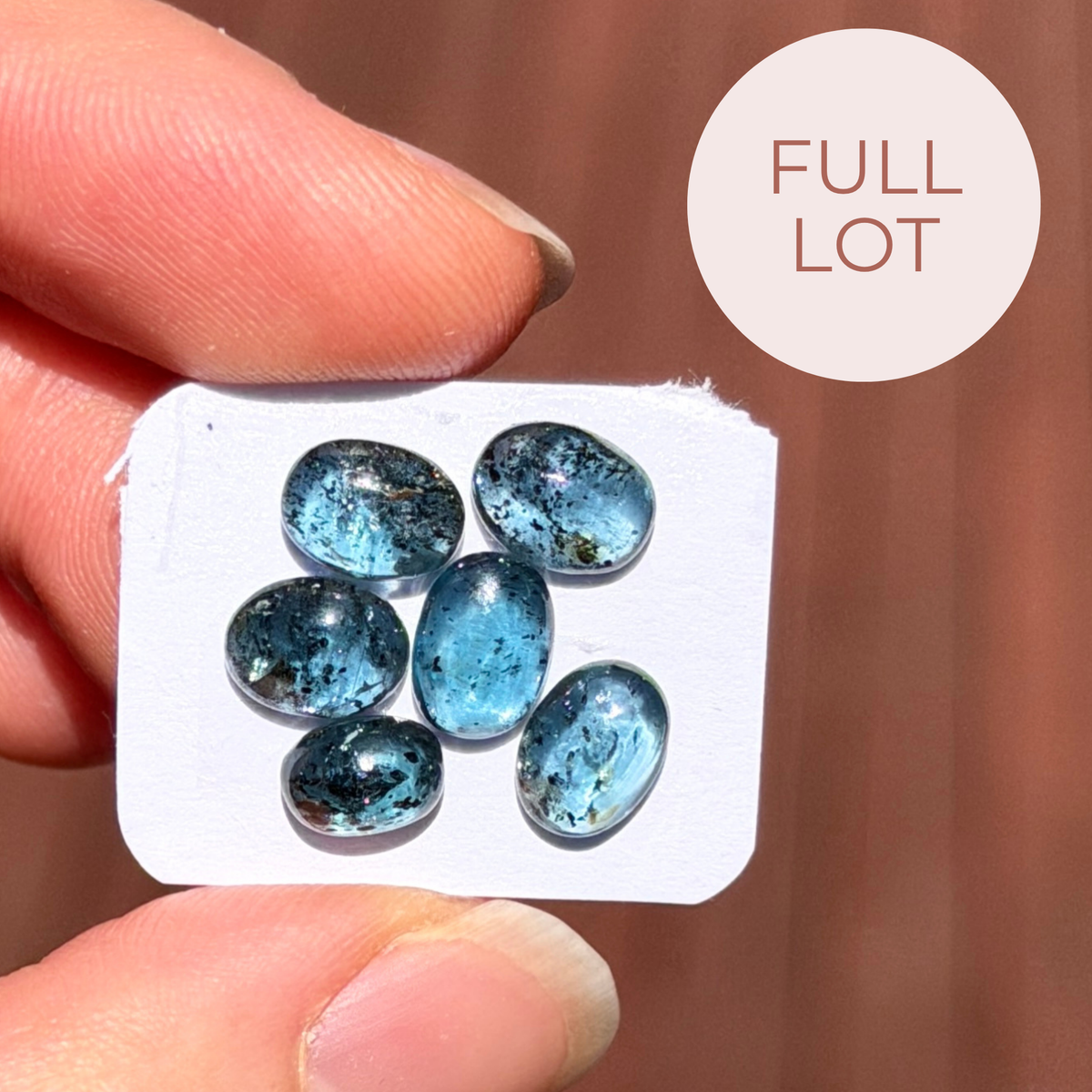 6pcs Teal Moss Kyanite Cabochons Smooth Oval - 7-8mm (FULL LOT) (W14)