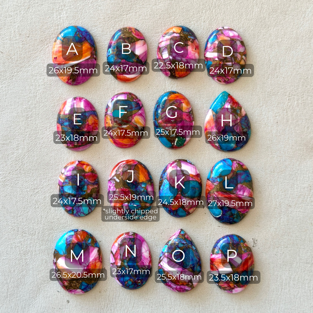 22-27mm Pink Spiney Oyster Copper Turquoise Cabochon Smooth  - Choose your Stone (W15)