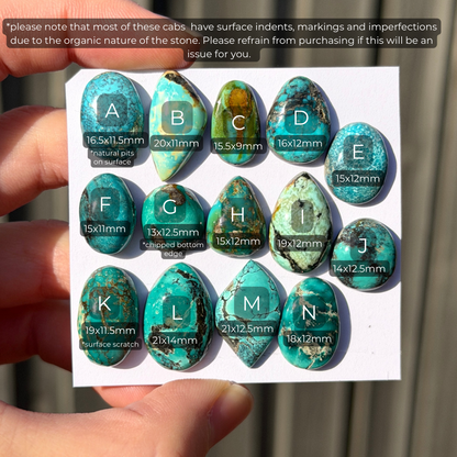 13-21mm Hubei Turquoise Cabochon Smooth (Backed) - Choose your Stone (W15-A)