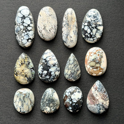 Dark Moon Hubei ("White Turquoise") Cabochon Smooth (Backed) - Choose your Stone (W13)