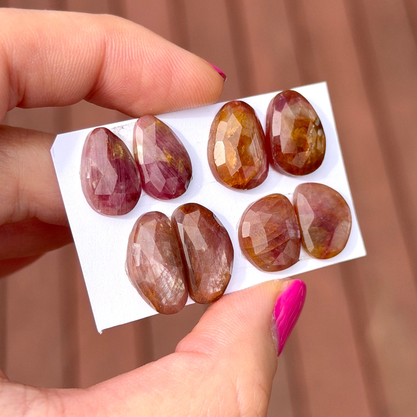 Pink/Yellow Silky Sapphire Cabochon Pairs Rosecut - Choose your Pair (W13)