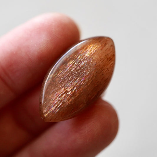Rainbow 'Meteor Shower' Sunstone Cabochon - 29 x 16mm (B-W2)