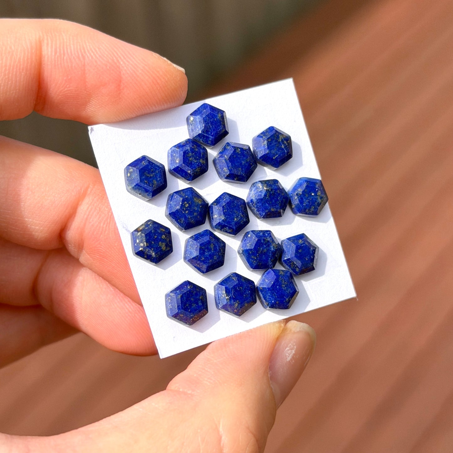 6mm Lapis Lazuli Cabochon Hexagonal Step cut - Set of 3 (W3-EY)