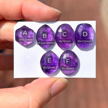 Brazilian Amethyst (High dome) Cabochon Rose cut - Choose your Stone (W10)