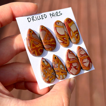 DRILLED Noreena Jasper (Australian) Cabochon Pairs - Choose your Pair (W9)