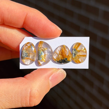 'Starburst' Gold Rutilated/Rutile Quartz Cabochon Smooth - Choose your Stone (W5)