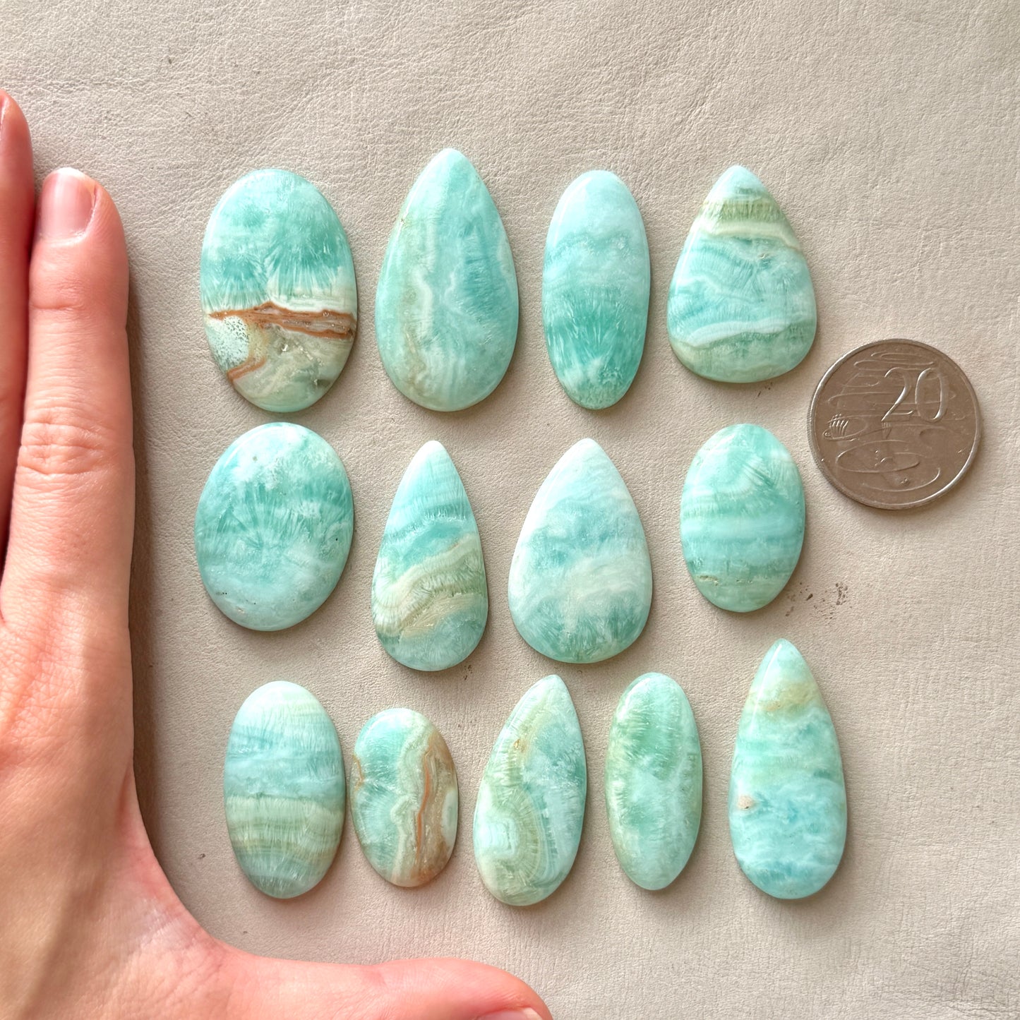 29-43mm Blue Carribean Calcite Cabochon Smooth - Choose your Stone (W7)