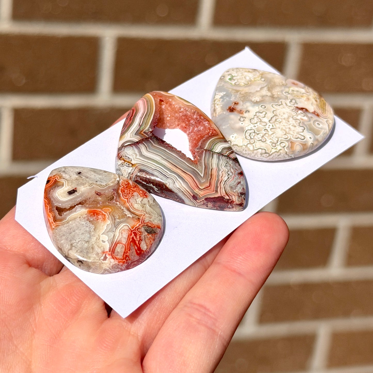 Mexican Crazy Lace Agate (with Druzy) Cabochon Smooth - Choose your Stone (W8)