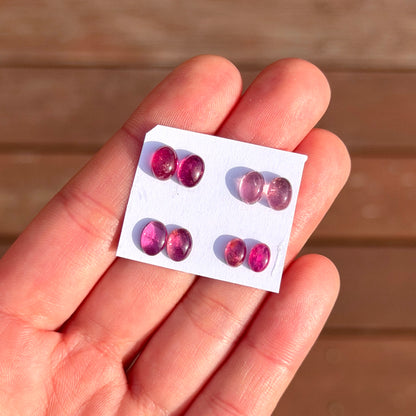 Rubellite Tourmaline Oval Cabochon Pairs - Choose your Pair (W16)