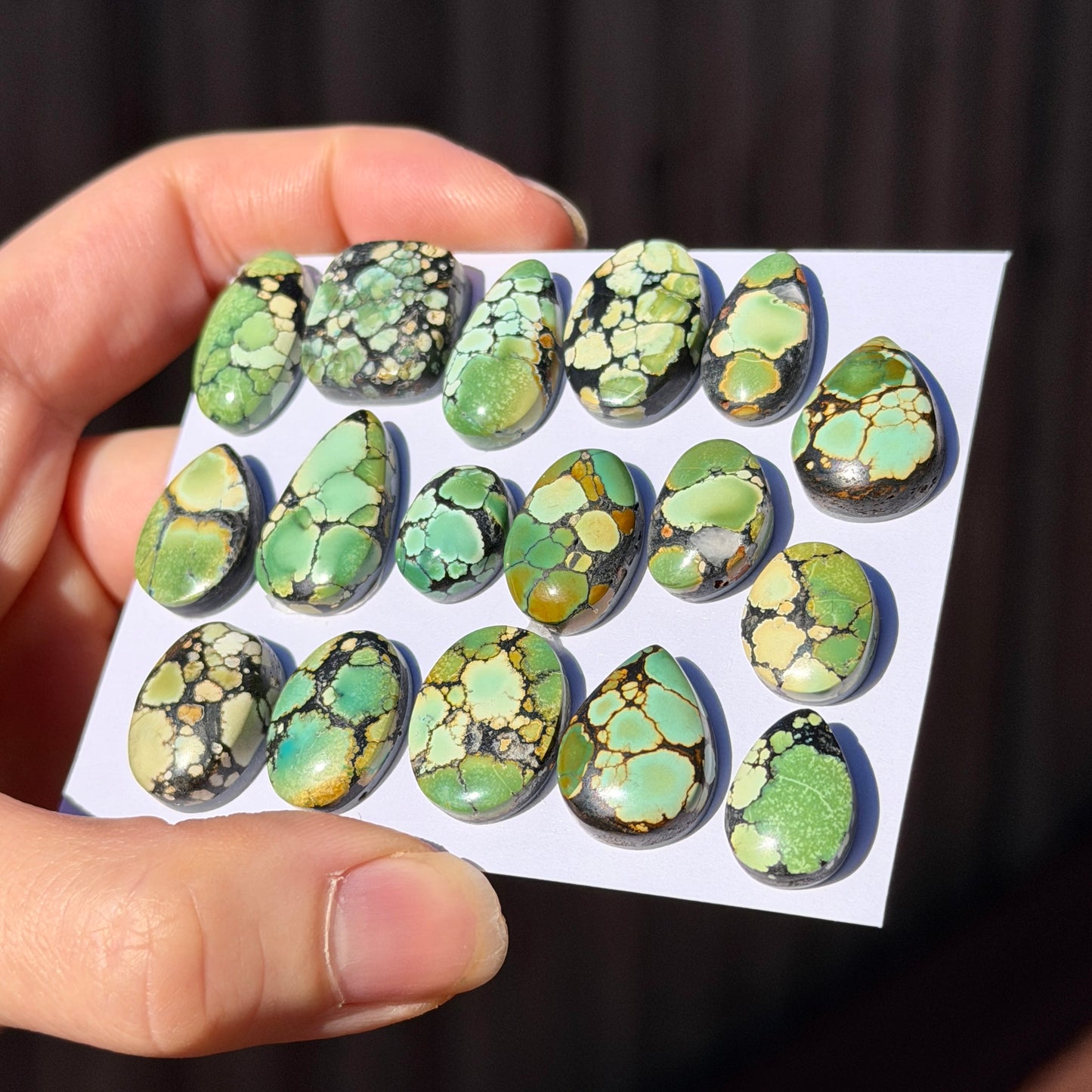 Mini Giraffe (Green Hubei) Turquoise Cabochon Smooth (Backed) - Choose your Stone (W15)