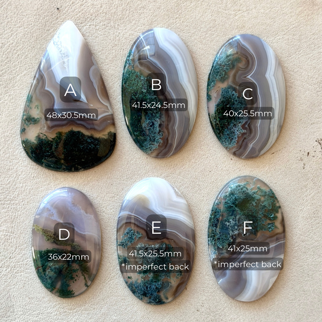 Moss Agate & Botswana Agate (Combo) Cabochon Smooth - Choose your Stone (W1)