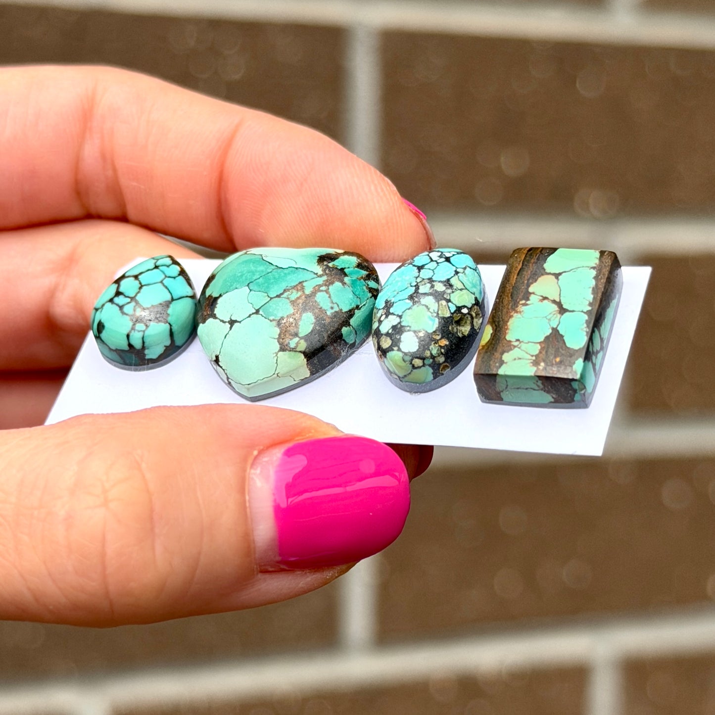 13-19mm Green Hubei Turquoise Cabochon Smooth (Backed) - Choose your Stone (W13)