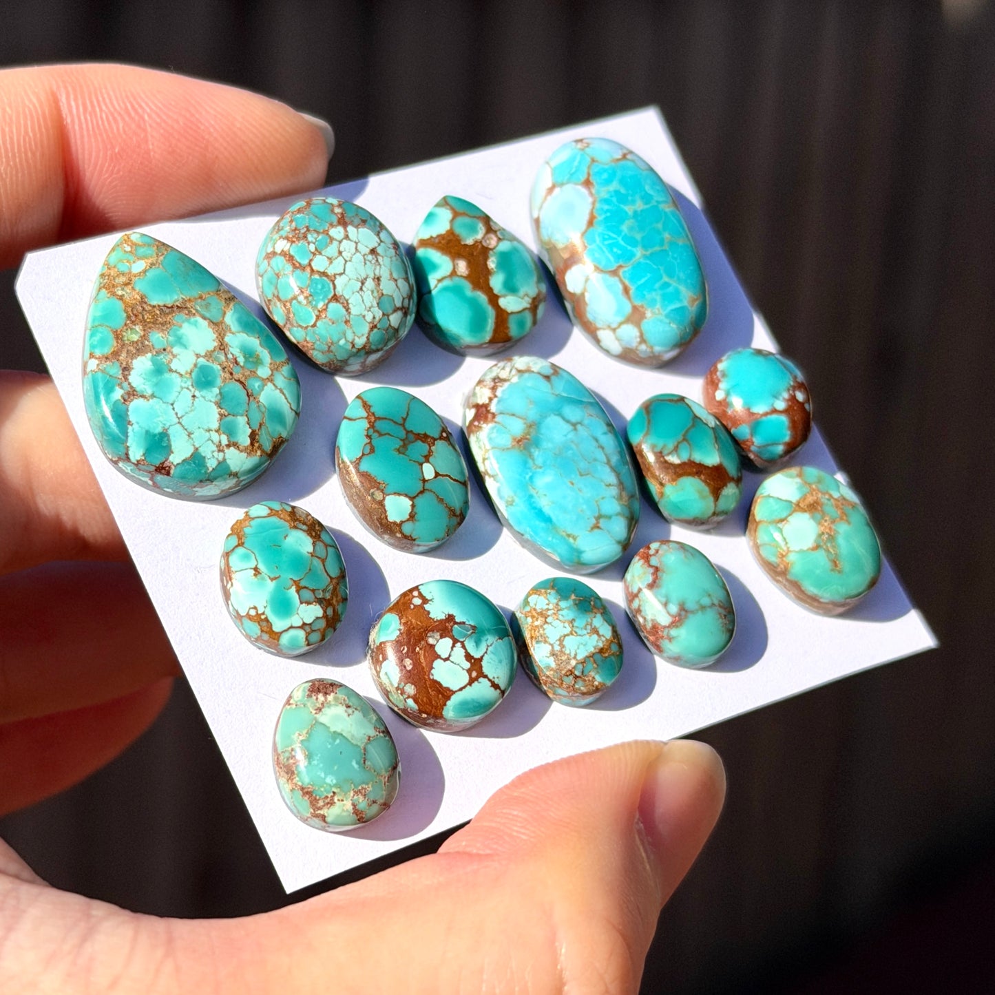 10-22mm Red River Hubei Turquoise (Backed) Cabochon Smooth - Choose your Stone (W15)