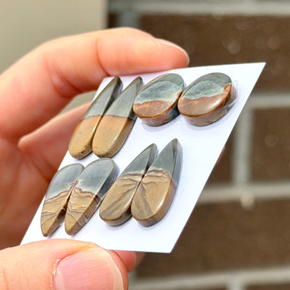 Scenic Polychrome Jasper Cabochon Pairs - Choose your Pair (W8)