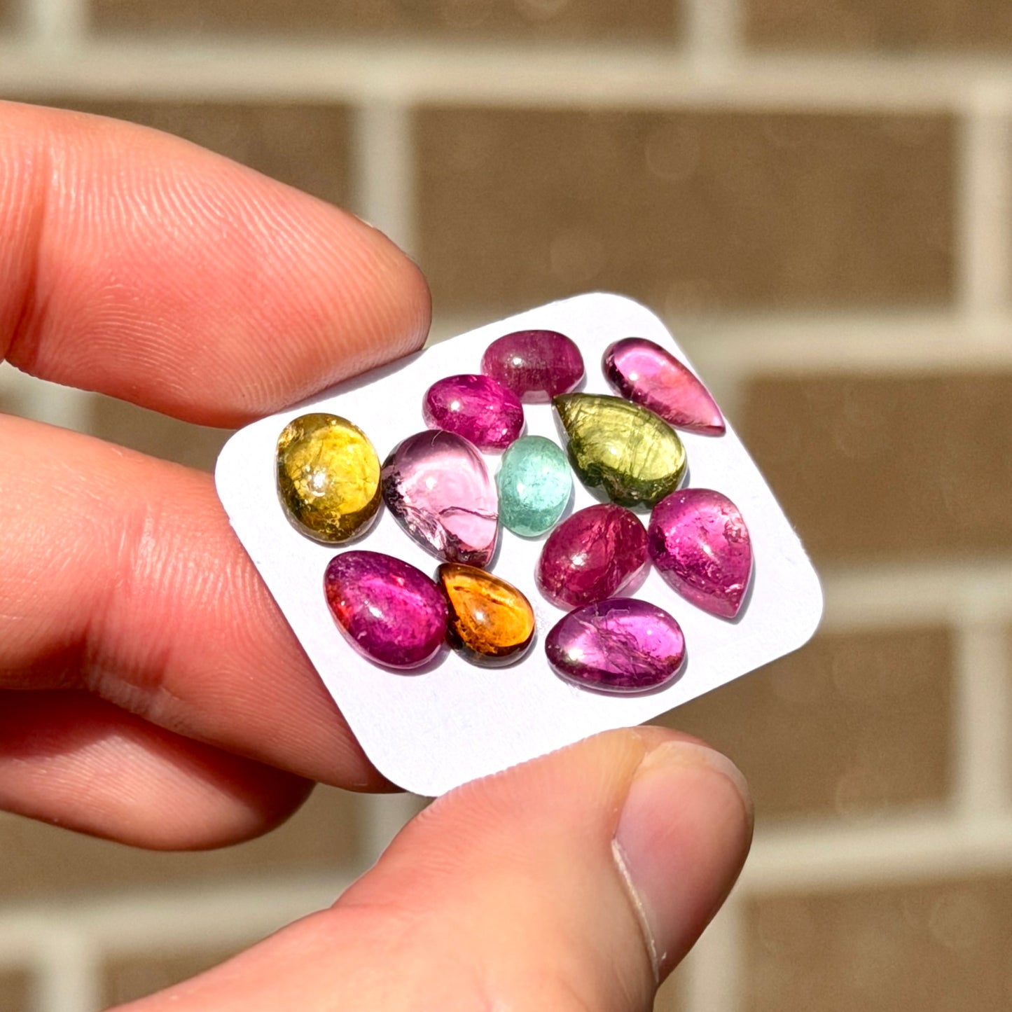 12pc Multi Tourmaline Cabochons Smooth - 6-9mm (FULL LOT) (W16)