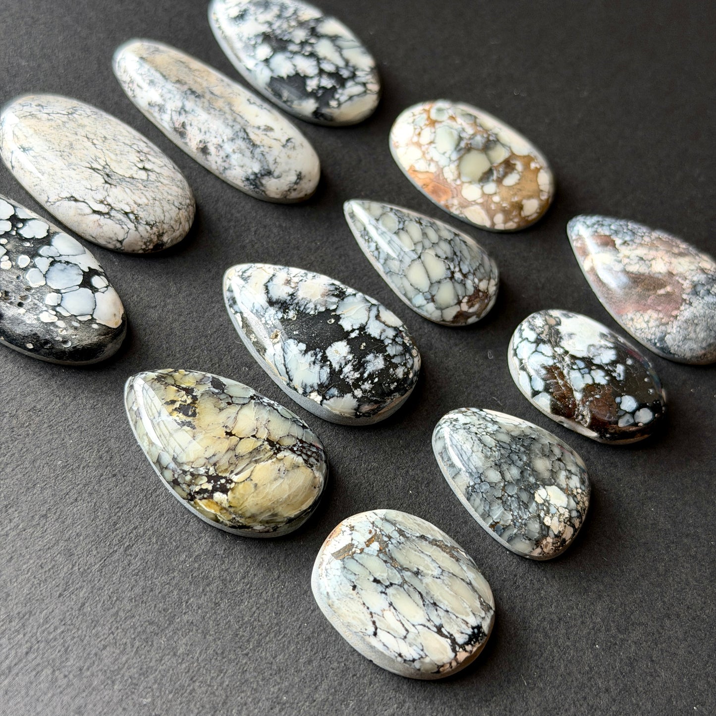 Dark Moon Hubei ("White Turquoise") Cabochon Smooth (Backed) - Choose your Stone (W13)