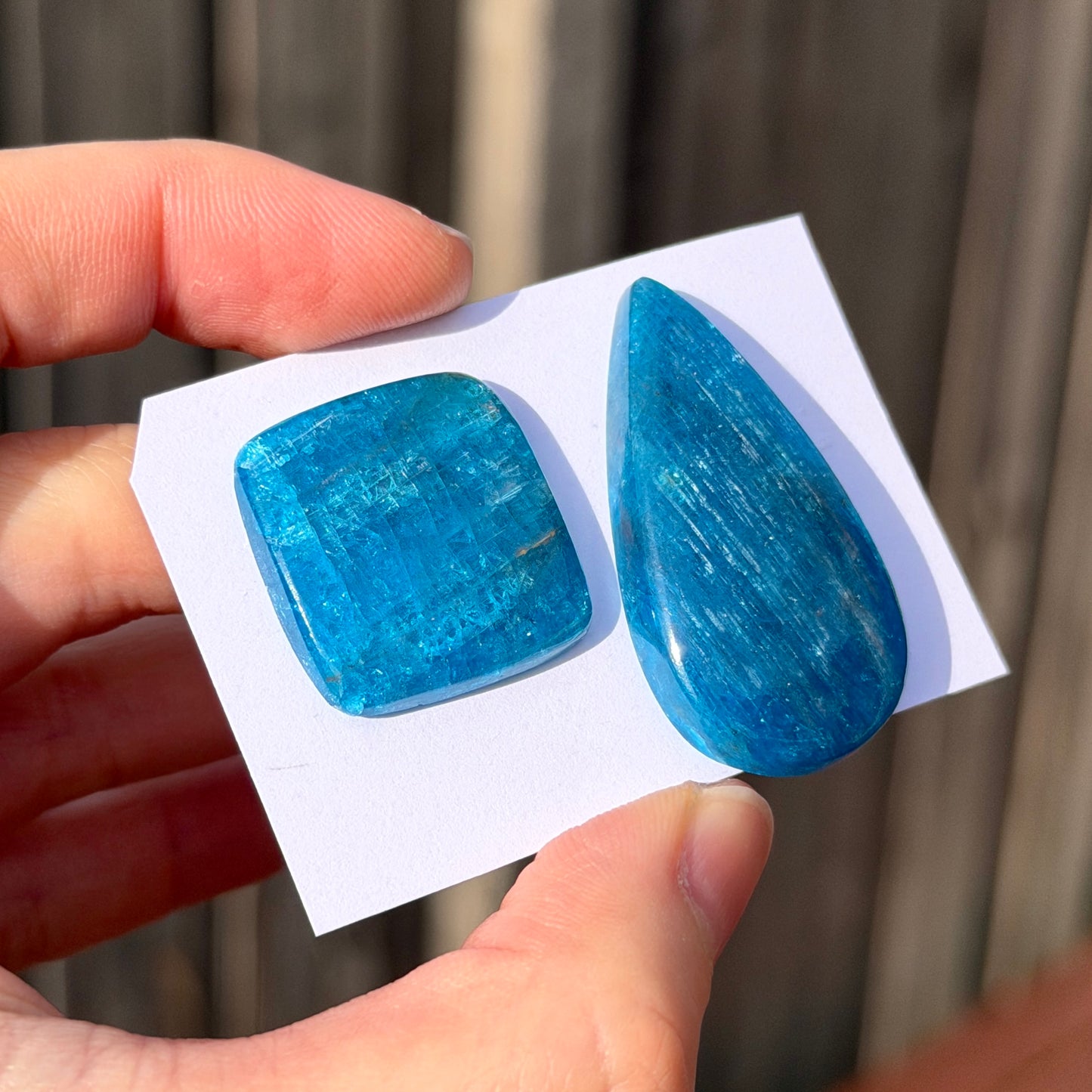 Neon Blue Apatite (Chatoyant) Cabochon Smooth - Choose your Stone (W15)