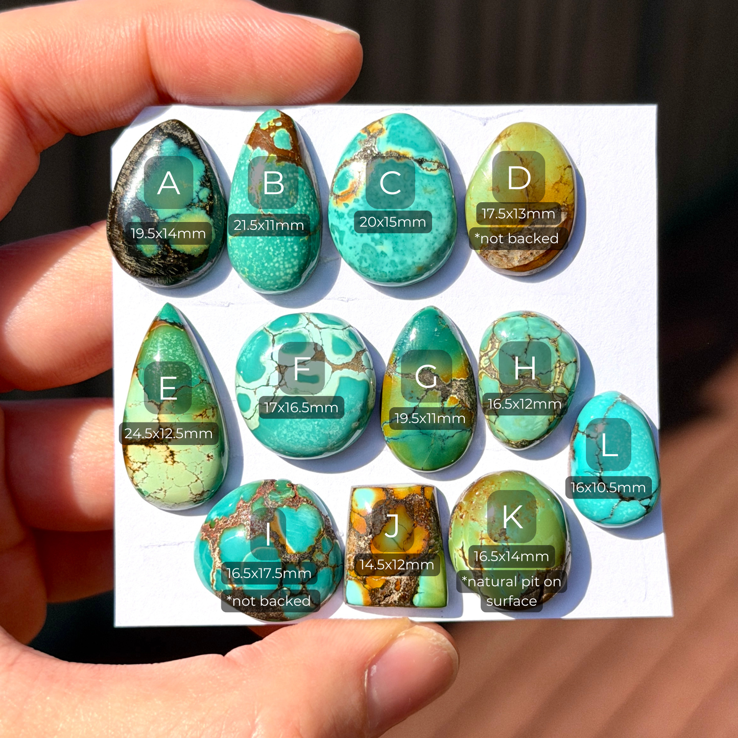 14-25mm Hubei Turquoise Cabochon Smooth (Backed) - Choose your Stone (B-W2)