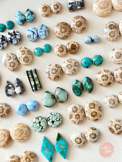 7-29mm Hubei Turquoise (Backed) Cabochon Pairs - Choose your Pair (W1)