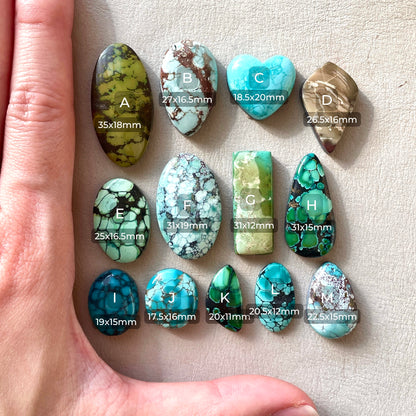 17-35mm Hubei Turquoise Cabochon Smooth (Backed) - Choose your Stone (A-W11)