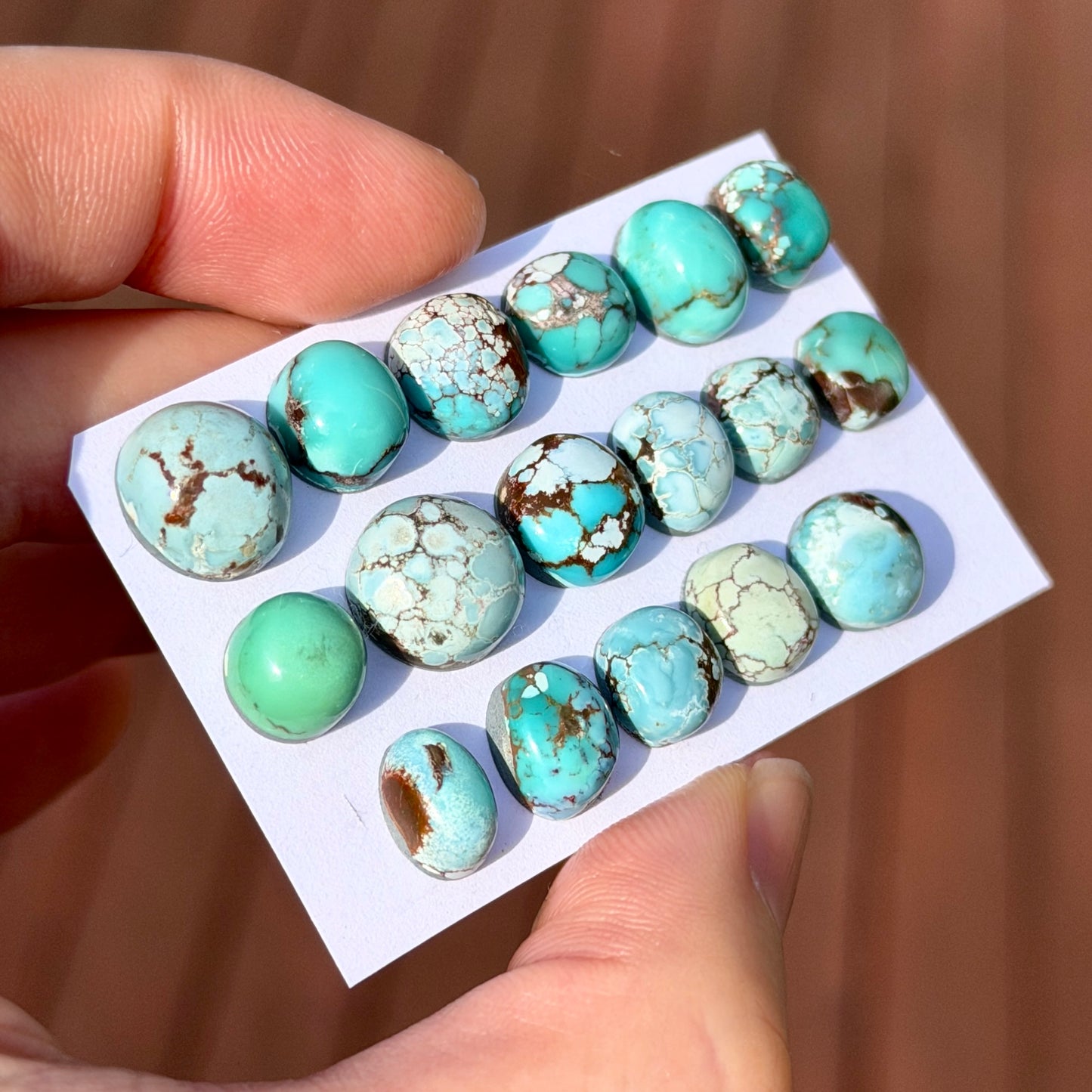 Gobi Desert Turquoise Mini Cabochon Smooth (Backed) - Choose your Stone (W16-B)