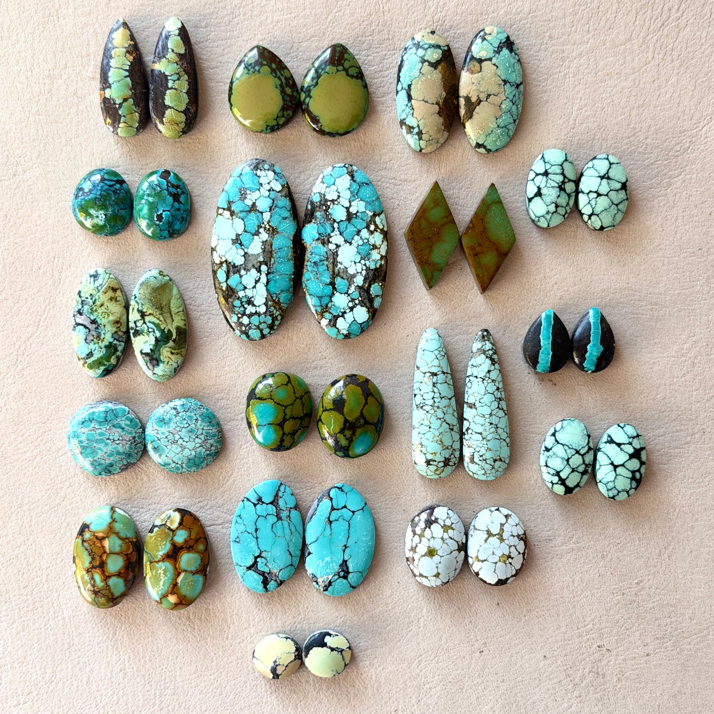 Hubei Turquoise (Backed) Cabochon Pairs - Choose your Pair (W5)