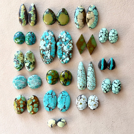 Hubei Turquoise (Backed) Cabochon Pairs - Choose your Pair (W5)