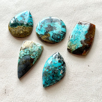 *RARE* Gem Silica/Chrysocolla in Chalcedony (Bacan Stone) Cabochon Smooth - Choose your Stone (W17)