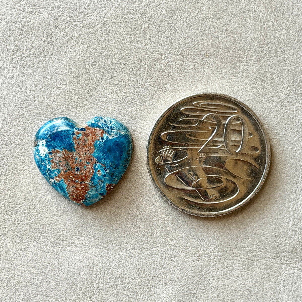 ‘Cape York, North Queesland' Shattuckite Heart Cabochon - 20.5mm x 22.5mm (W16)
