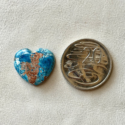 ‘Cape York, North Queesland' Shattuckite Heart Cabochon - 20.5mm x 22.5mm (W16)