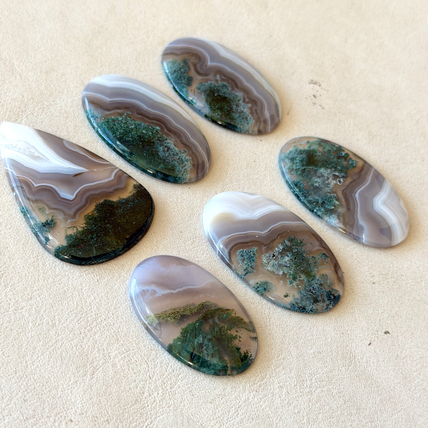 Moss Agate & Botswana Agate (Combo) Cabochon Smooth - Choose your Stone (W1)