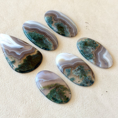 Moss Agate & Botswana Agate (Combo) Cabochon Smooth - Choose your Stone (W1)