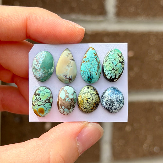 11-16mm Hubei Turquoise Cabochon Smooth (Backed) - Choose your Stone (W2-EY)