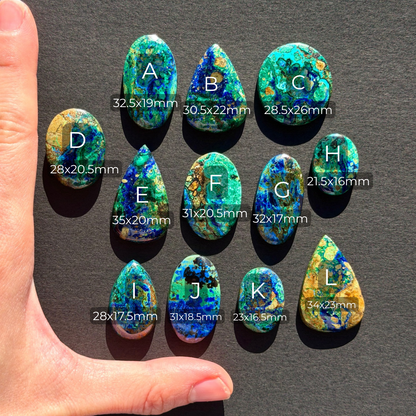 22-34mm 'Scenic' Azurite Malachite Cabochon Smooth - Choose your Stone (W4-EY)