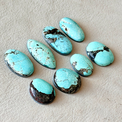 Pale Blue Hubei Turquoise Cabochon Smooth (Backed) - Choose your Stone (W12)