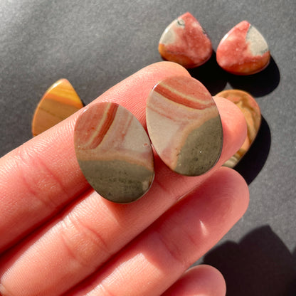 Polychrome Jasper Cabochon Pairs - Choose your Pair (B)(W3)